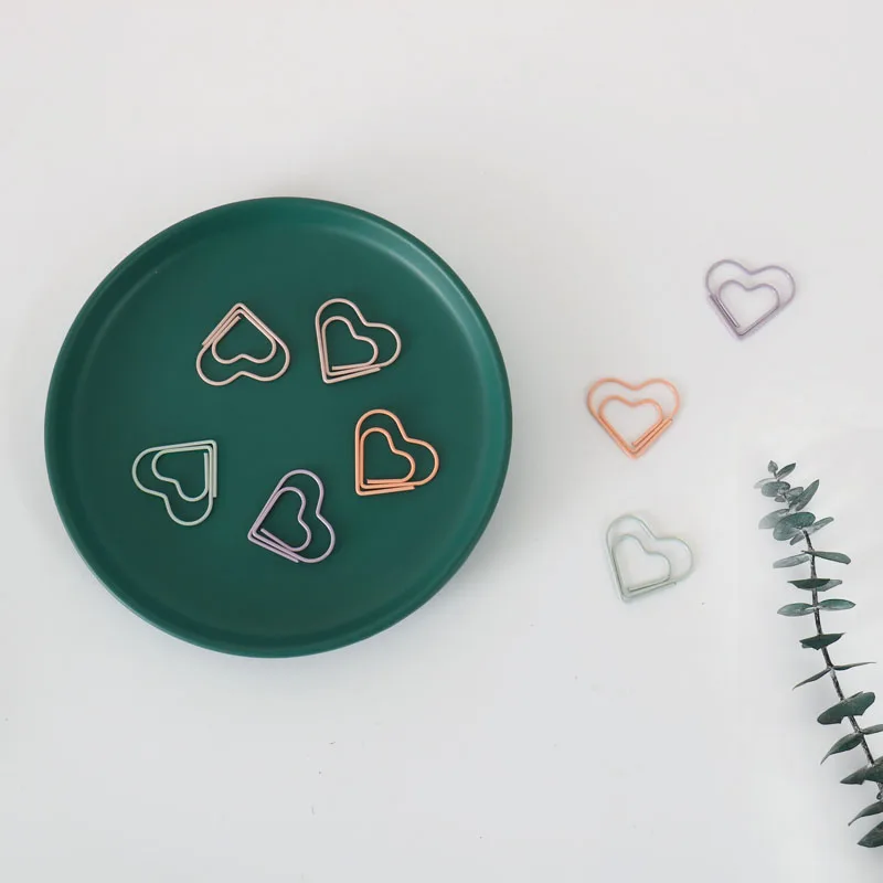 

20pcs/set heart Bookmark Paper Clip Decor Macaron color Book Note Decoration Binder Clip Stationery H0474