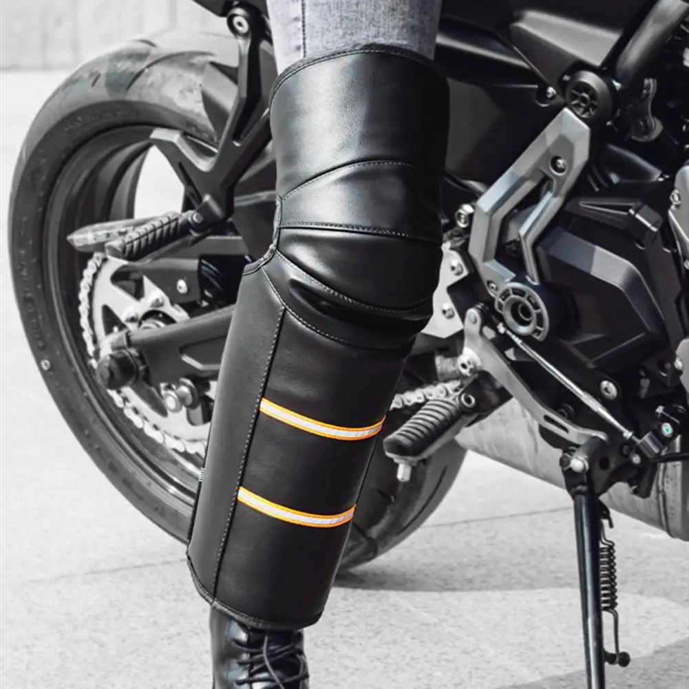 

1 Pair Knee Pad Protective Windproof Faux Leather Riding Windproof Warm Knee Pad for Winter Hot Sale