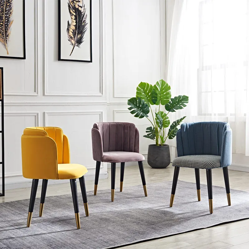 Nordic dining chair home light luxury backrest simple solid wood cafe | Dining Chairs