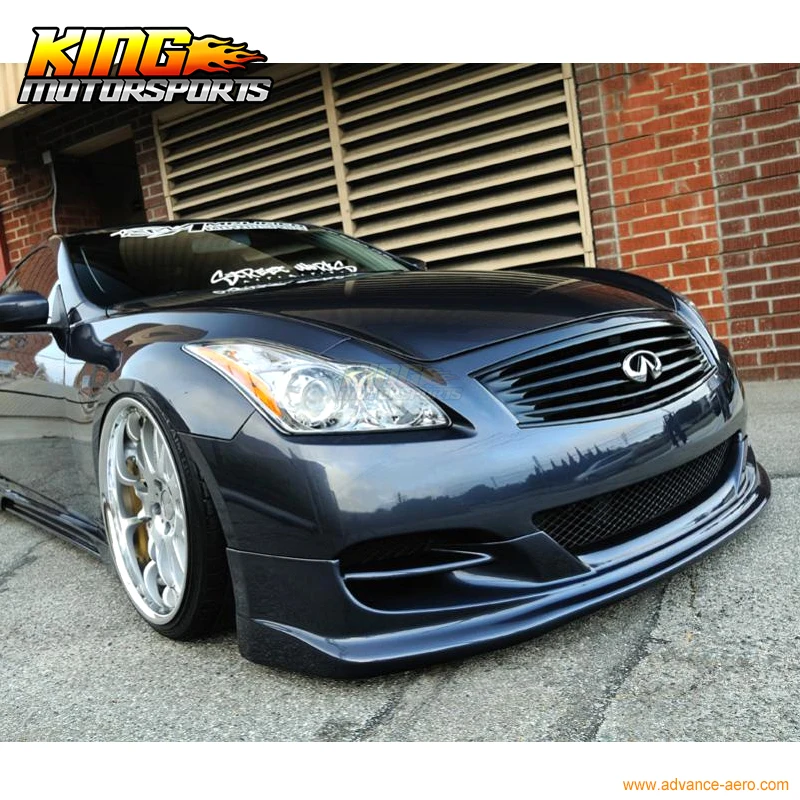 

Fit For 2008-2014 Infiniti G37 2Dr Coupe Ts Style Front Bumper Lip Chin Spoiler PU Unpainted Black