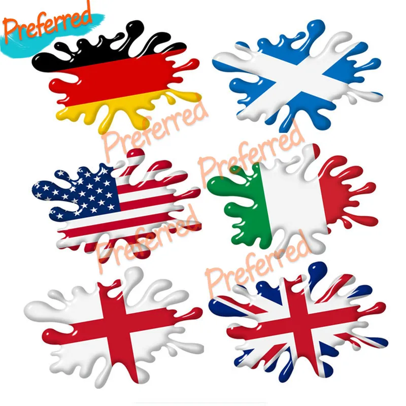 

Personaly Creative 3d Shaded Effect Splat Design with US Germmany Italy Union Jack British England Scotland Flag Car Sticker KK
