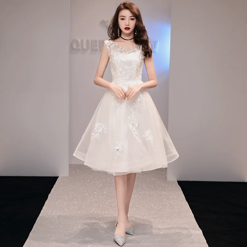 Элегантные белые кружевные вечерние платья с вышивкой модное платье без рукавов