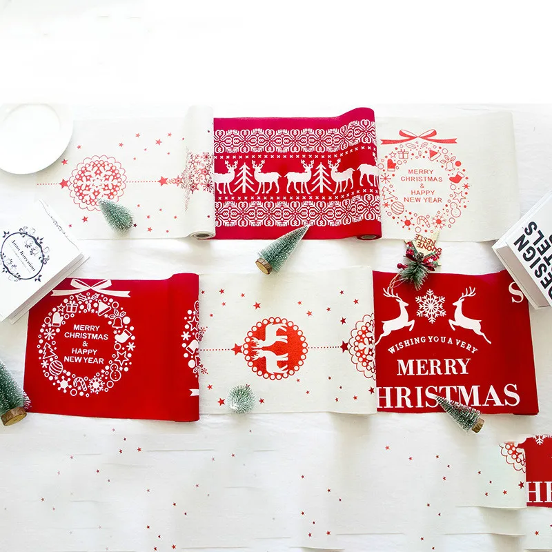 

Christmas cotton and linen printed tablecloth table runner creative desktop decoration casa coussin navidad home decor kerst2020