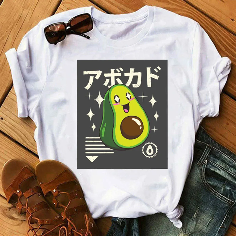

Harajuku Female T-shirts Cute Tee ShirtFashion Women Tshirt Cartoon Avocado Tee Shirts AVO-CARDIO Printed Tops Tee Short Sleeve