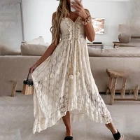 50 hot sales maxi dress hollow out lace women spaghetti strap large hem dress for dating