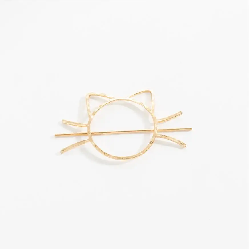

1 Pc Ladies Geometric Meow Cat Pierced Hair Clip Cute Metallic Slide Comb Hairpin Shawl Pin Brooch Ponytail Pony Tail T0102