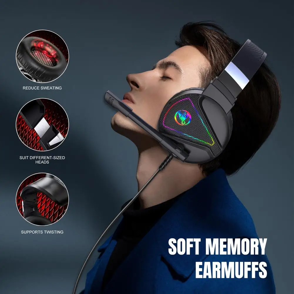 

Проводная игровая гарнитура RGB с подсветкой, 1 пара, наушники 3,5 мм