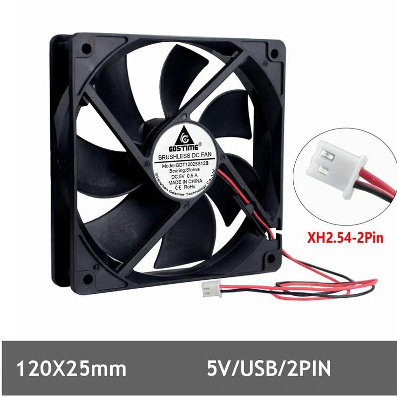 1pcs Lot Gdstime 5V USB 2Pin Connect 120x25mm 120mm PC Fan Cooling For Video Card Cooler Exhaust Big Promotion |