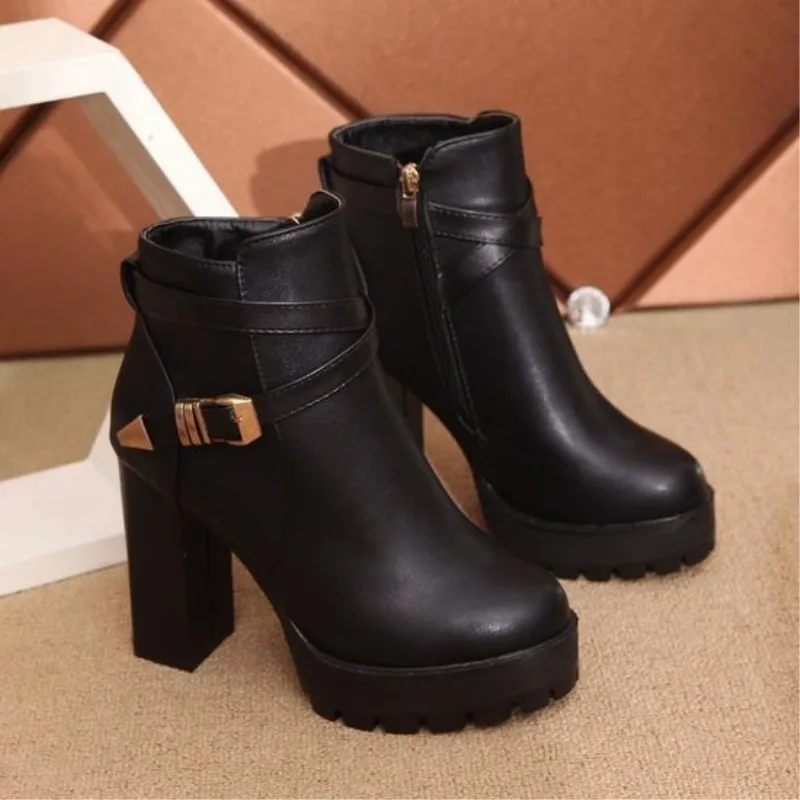 Новинка 2019 года брендовые Ботинки martin на очень высоком каблуке ботильоны толстой