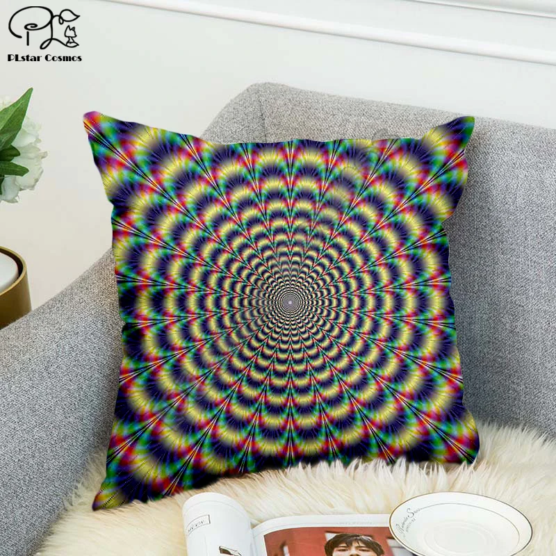 

Психоделическая Радужная подушка, чехол, наволочка, подушка, красочное геометрическое перо, полиэстер, Декор, дом, автомобиль, диван, наволо...