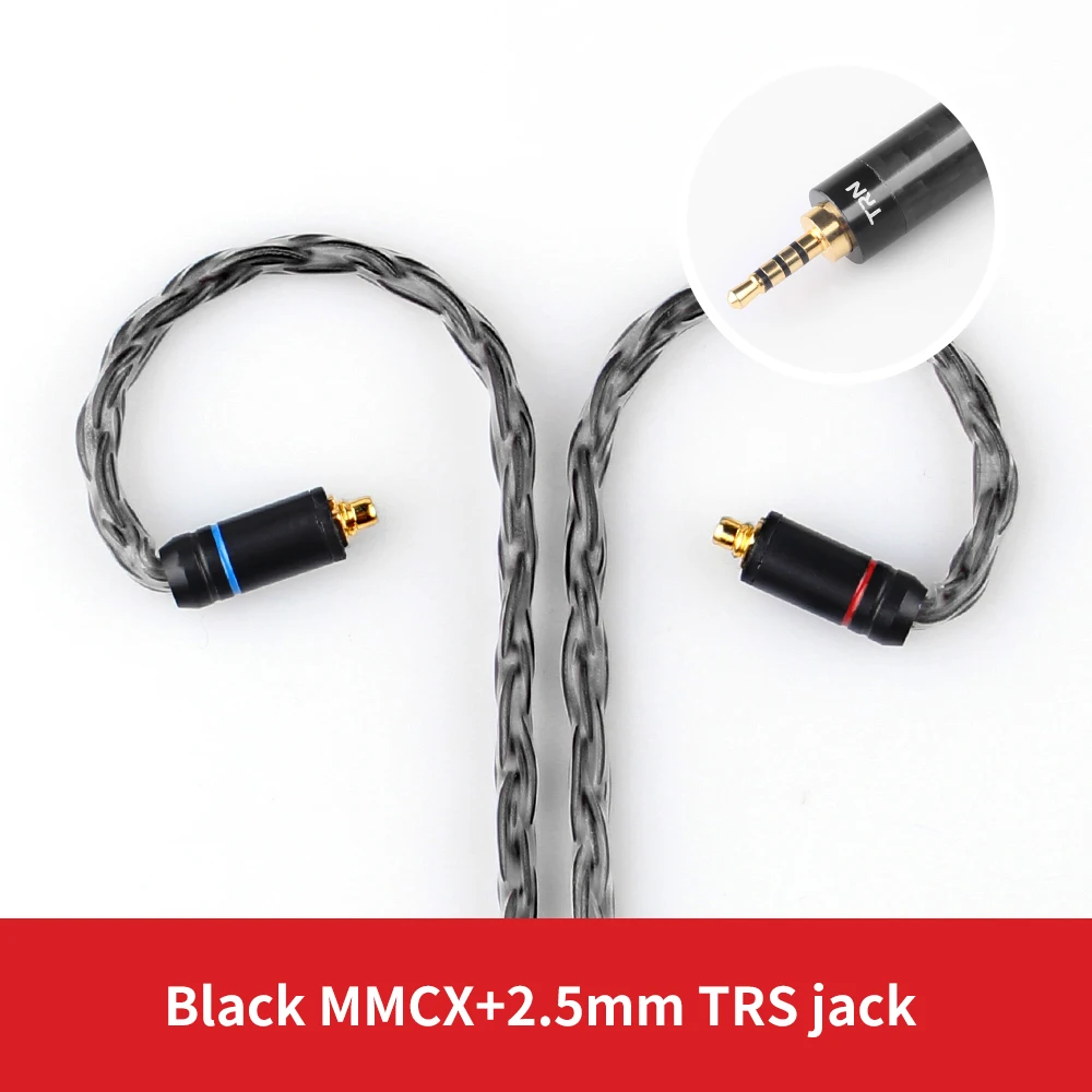 black 2.5mm mmcx TRN T2 16 Core с серебряным покрытием обновления HIFI кабель 3,5/2,5/4,4 мм разъем MMCX/2Pin разъем для TRN V80 V90 X6 IM1 IM2 C10 C16 - Цвет: black 2.5mm mmcx