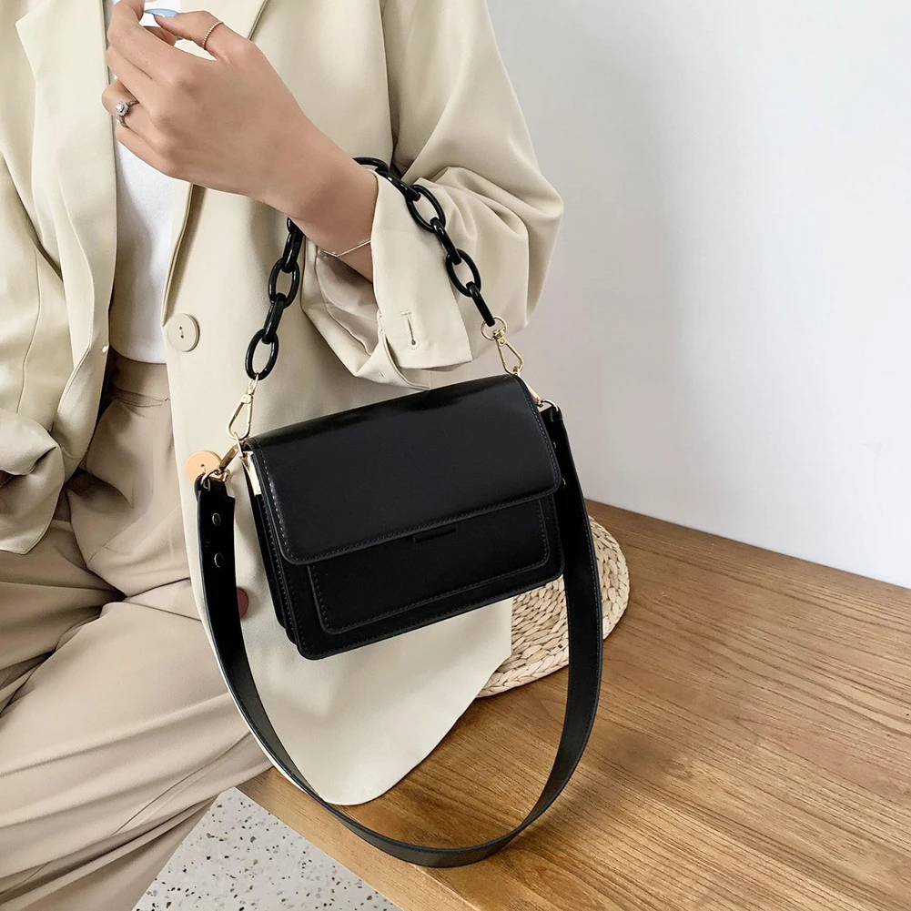 Chain Design New Mini PU Leather Flap Bags For Women 2021 Summer Lady Shoulder Messenger Handbags Female Fashion Cross Body Bag |