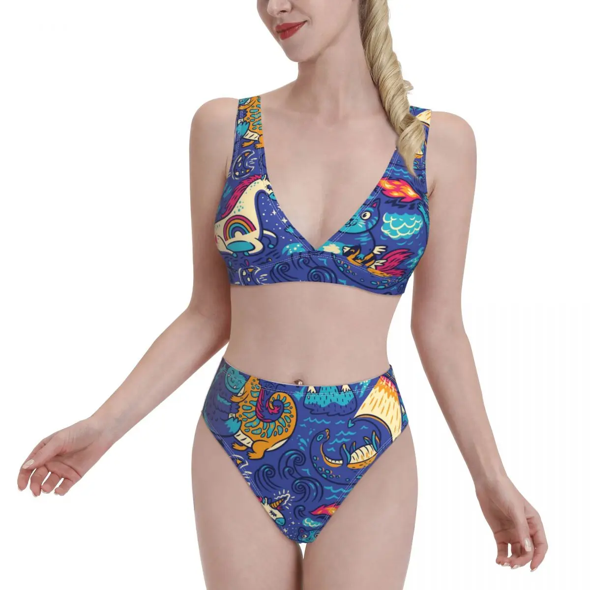 

Новинка 2021, спортивные бикини с принтом и пуш-ап, сексуальный женский купальник, купальник с завышенной талией, женская пляжная одежда, одеж...