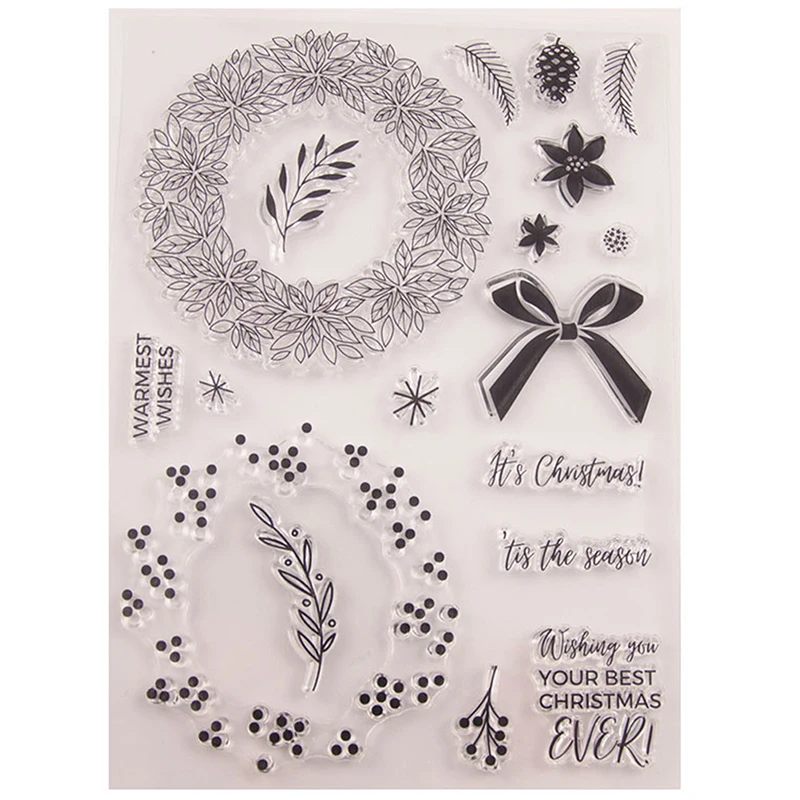 

Beauty Wreath Bowknot Rubber Clear Stamps Silicone Seals for DIY Scrapbooking Card Making Diary Book Paper Maker Decor Stencil