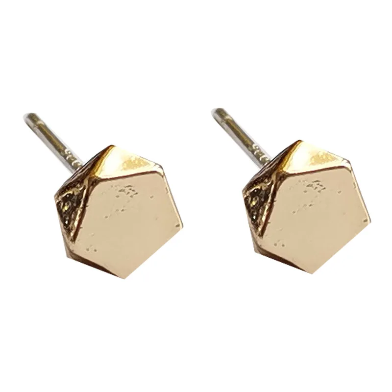 

CH-631 S925 Silver Needle Personality Cold Wind Irregular Earrings Small Hexagonal Earrings Mini Simple Earrings