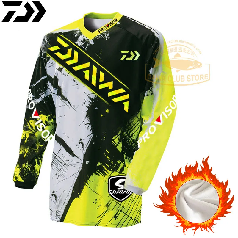 Thermal Fishing Sweater DAWA Fishing Sweatshirt Thicken Winter Fleece Fishing Jersey Long Sleeve Thermal Underwear Sweater - Цвет: Picture color 10