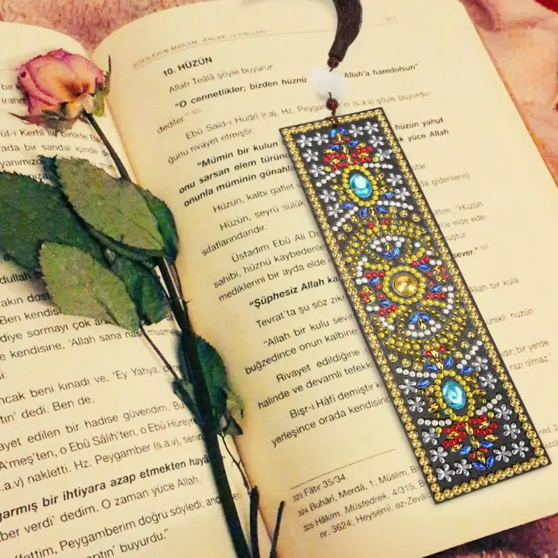 5D DIY Бабочка цветок алмазная живопись кожаная вкладка с кисточкой книга маркеры