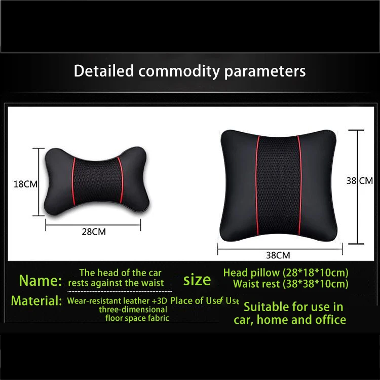 

2Pcs PU Leather Knitted Car Pillows Headrest Neck Rest Cushion Support Seat Accessories Auto Black Safety Pillow Universal Decor