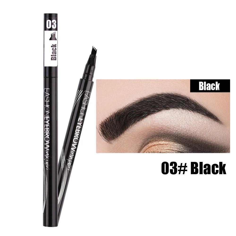 

Waterproof Natural Eyebrow Pen Four-claw Eye Brow Tint Makeup three Colors Eyebrow Pencil Brown Black Grey Brush Cosmetics