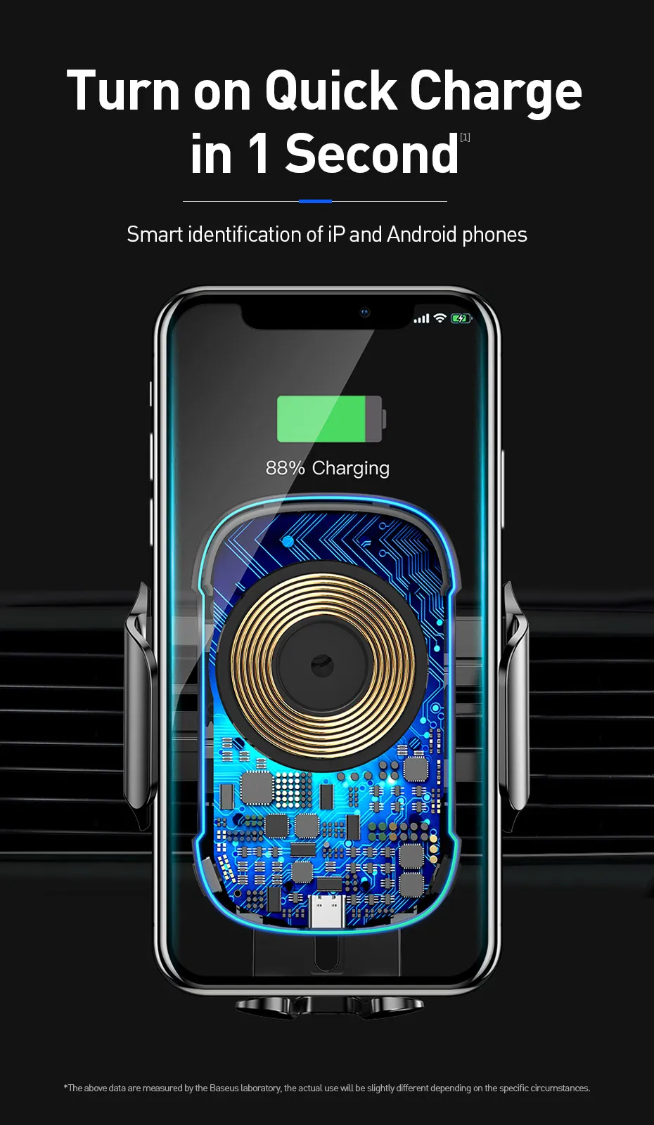 Baseus 15 Вт беспроводное автомобильное зарядное устройство для IPhone 11Pro Samsaung быстрая Беспроводная зарядка интеллектуальное инфракрасное Qi Беспроводное зарядное устройство