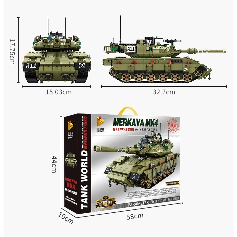 

Military series WW2 Israeli Merkava main battle tank DIY model construction compatible with legoINGly building blocks kid toys