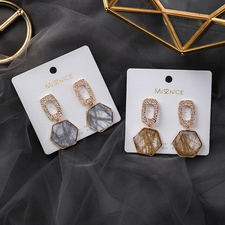 Корейский Новый дизайн модные ювелирные изделия простые шестиугольные смолы