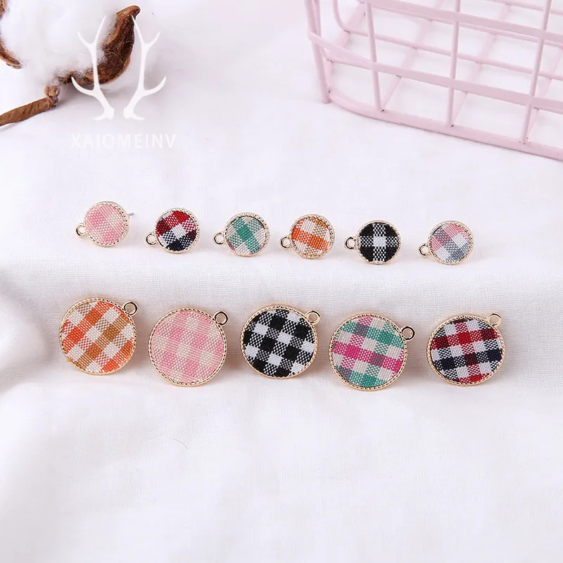 10 шт 2020 новый дизайн модные ткани клетчатые прямоугольные круглые серьги в форме