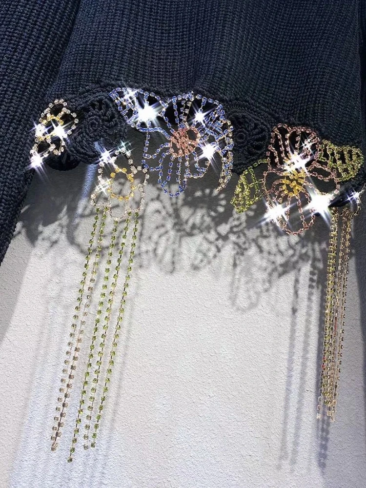 

Winter Women's Heavy Craft Diamond Tassel Cashmere Top Sweater Pullover 2020New Women's Clothing Hollow Fashion Sweater XL