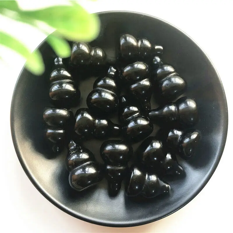 

1 шт. 28 мм натуральный черный Обсидиан Резной Тыква Кристалл Камень кукурбит украшения ремесла натуральные камни и минералы