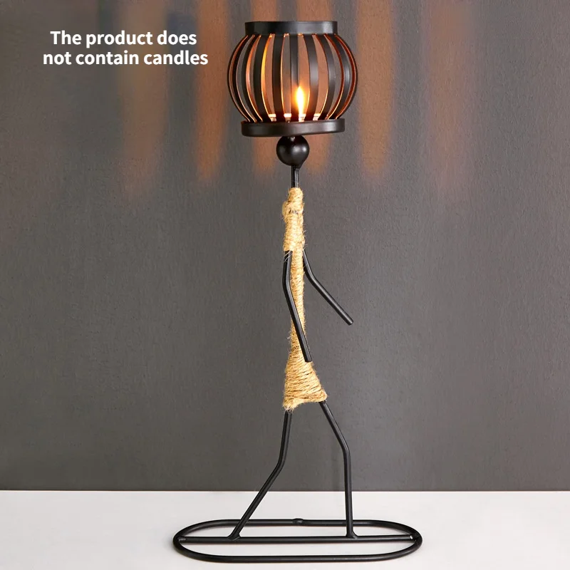 Fairy Lights Nordic Metal Candlestick Sculpture Candle Holder Decor Handmade Figurines Christmas Decorations New Year 2022