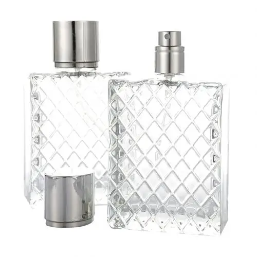 Transparent 100ml 100 мл стеклянные пустые флаконы для духов квадратный распылитель бутылка для многоразового использования чехол с ароматом для путешествий размер портативный - Цвет: Transparent 100ml