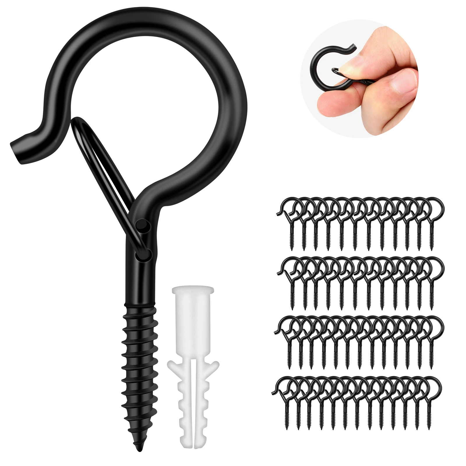 

Q-Hanger Hooks, Screw Hooks for Outdoor String Lights, Safety Buckle Design Cup Eye Hook for Hanging Christmas Lights
