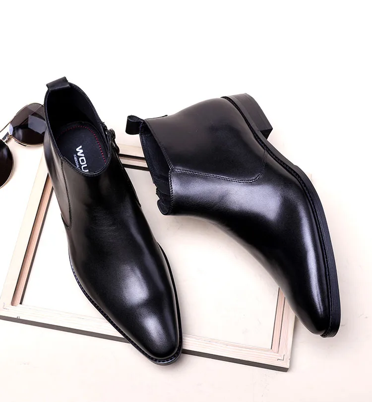 

QYFCIOUFU Handmade 2019 Hot Fashion Men Boots High Quality Leather Shoes Genuine Chelsea Ankle Genuine Leather Mens Dress Boots