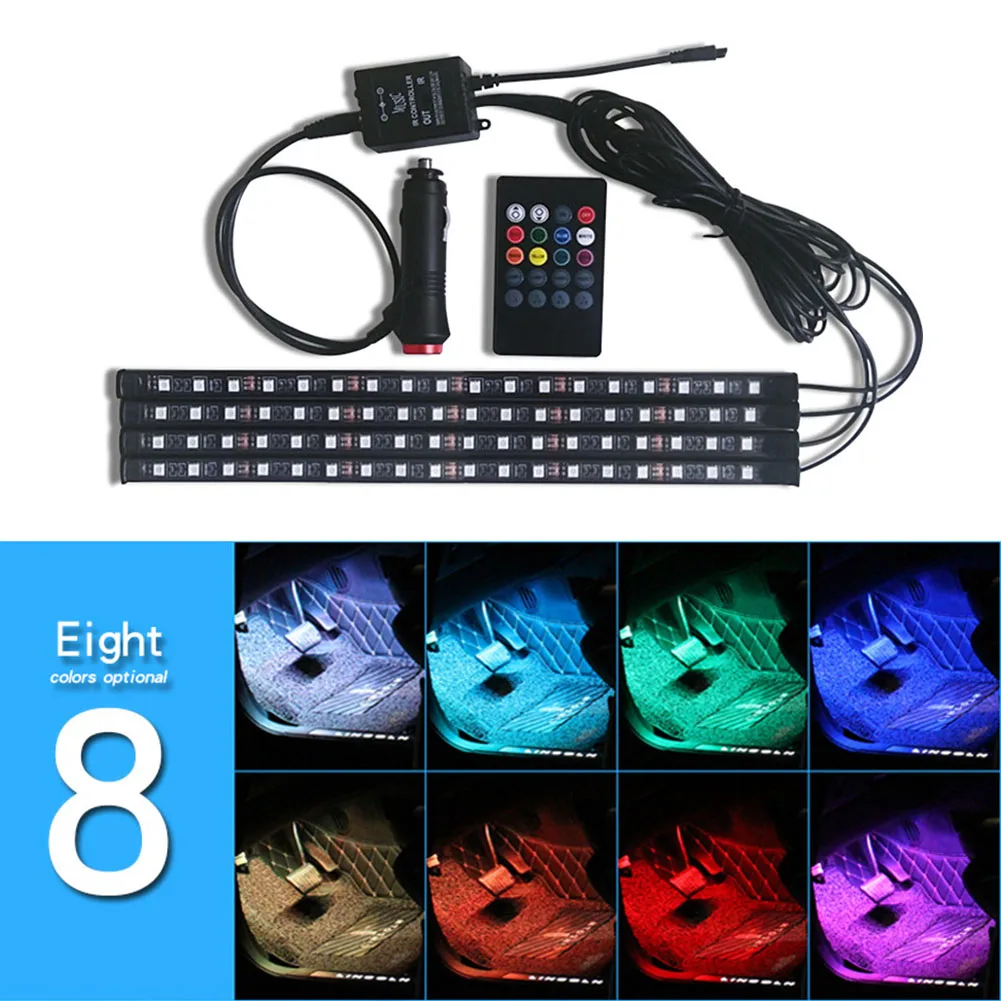 

4pcs Colorful Car Atmosphere Lights Music Activated Atmosphere Glow LED Rhythm Lights Interior Decoration Lights Remote Control