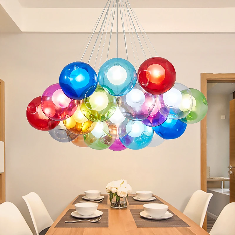 

Nordic chandelier Vintage glass ball bubble Pendant Lights clothing store bedroom dining living room decor hanging lamp
