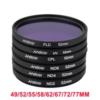 andoer uvcplfldndnd2 nd4 nd8 photography filter kit set for nikon canon sony pentax dslrs 52mm495558mm62677277mm