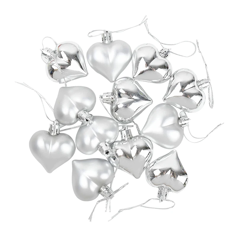 12 шт/коробка подвесной в форме сердца орнамент красный золотой серебряный