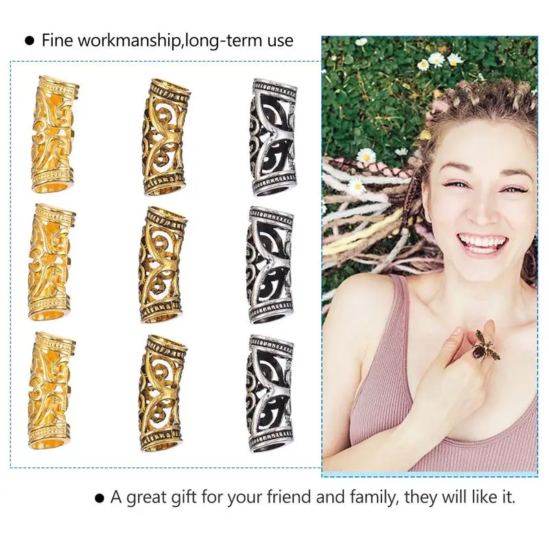 

48pcs Dreadlocks Ring Good Useful Fine Dreadlocks Ring Hair Braid Rings Hollow Dreadlock Cuffs