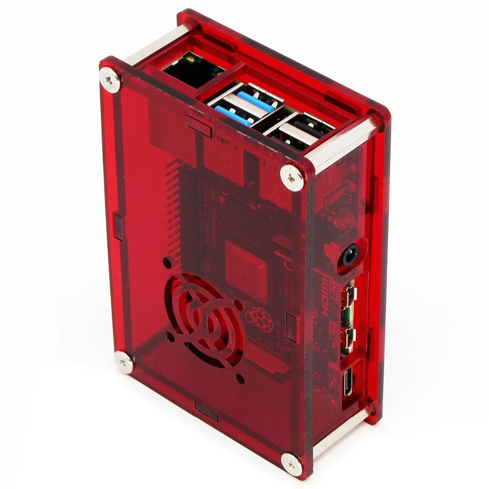 Корпус C4: прозрачный красный Raspberry PI 4 корпус коробка PI4 Модель B 1 ГБ/2 ГБ/4 ГБ полиметилметакрилатные акриловые крышки корпуса КОРПУСА коробка Raspberry PI 4B
