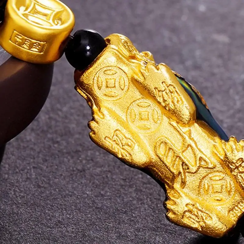 Золотистый браслет PIXIU для женщин и мужчин Парные браслеты с зелеными бусинами