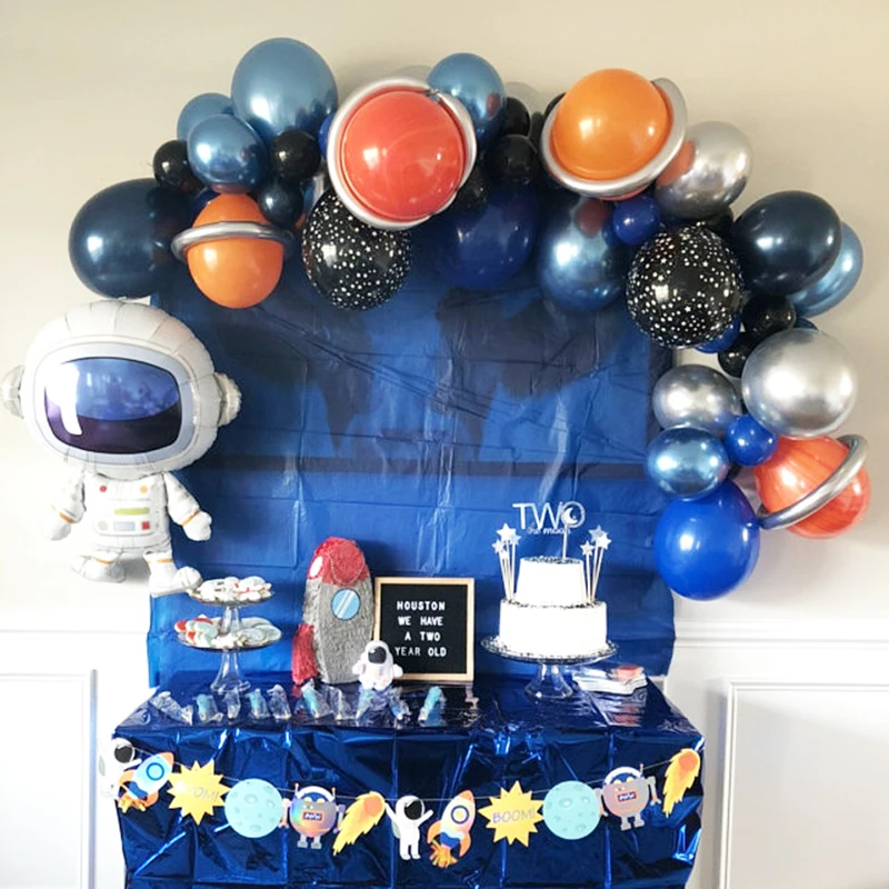 

Arch Outer Space Galaxy Themed Astronaut Themed Balloon Garland Kit Chrome Silver Astronaut Roket Balloon Boys' Birthday Party