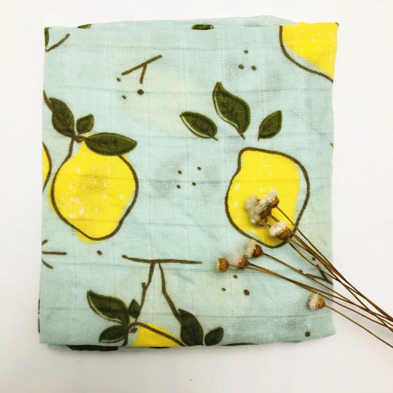 lemon bamboo Детское бамбуковое одеяло из органического хлопка для новорожденных, муслиновое Пеленальное полотенце для кормления - Цвет: lemon bamboo