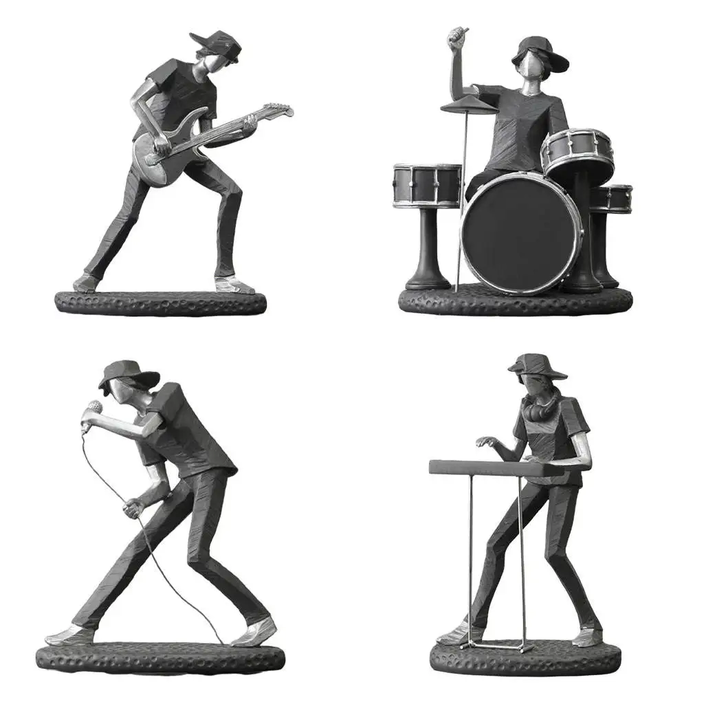 

Статуэтка рок-группы из смолы, художественные изделия, музыкальные инструменты певицы, скульптура, модная музыкальная игрушечная статуэтк...
