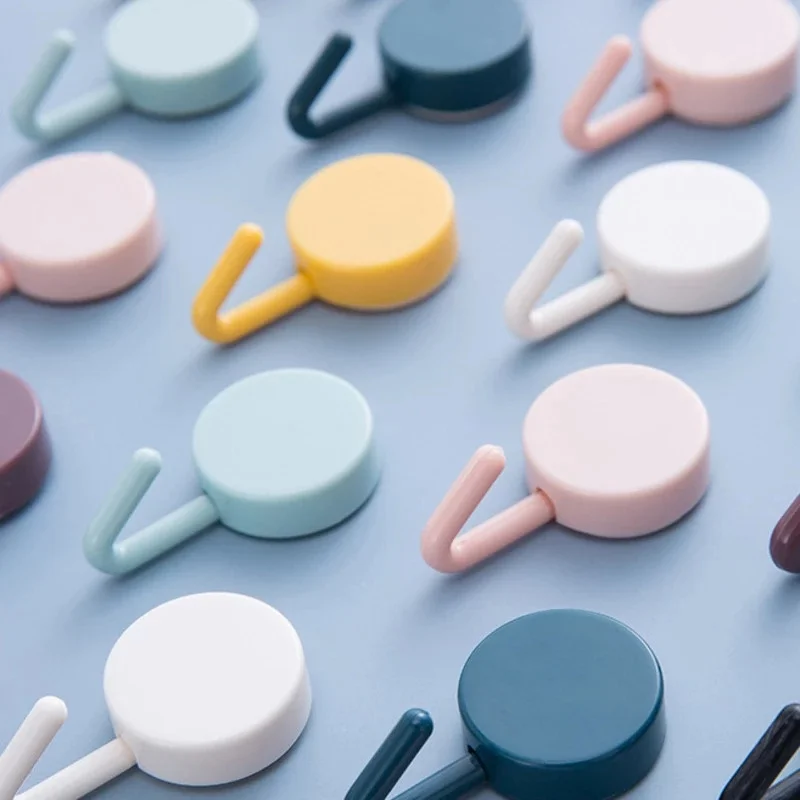 

10pcs Solid Color Free Punching Door Without Trace Nail Small Hook Clothes Hook Mounted Wall Hook Wall Hooks Decorative