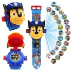 Часы и набор игрушек Щенячий патруль, 3D проекция, цифровые аниме экшн-фигурки щенков, собачий щенок, подарок на день рождения