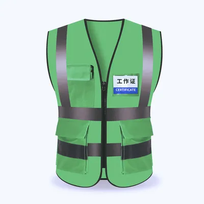 green-pocket Унисекс Высокая видимость светоотражающий жилет безопасности Предупреждение жилет строительство защиты одежды санитария утилита Workwea - Цвет: green-pocket