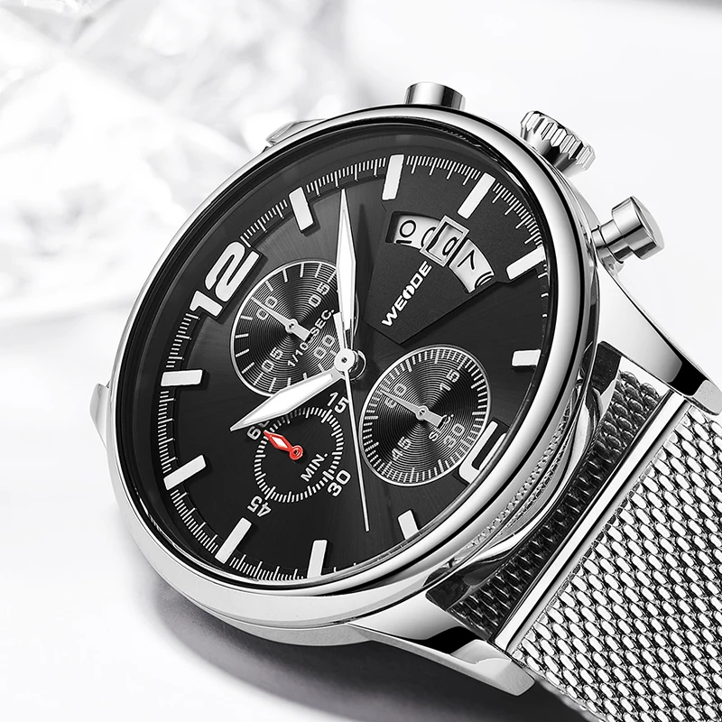 Мужские кварцевые часы WEIDE водонепроницаемые с хронографом спортивные наручные