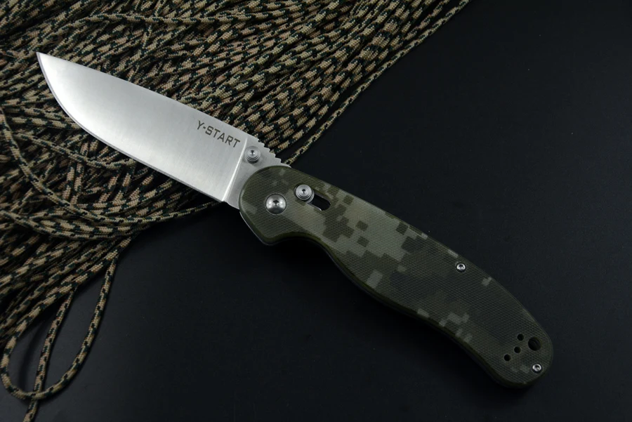 CAMO Y-START крысиный нож AUS-8 лезвие тактические Приключения обучение карманные ножи оси G10 ручка черного или камуфляжного цвета - Цвет: CAMO