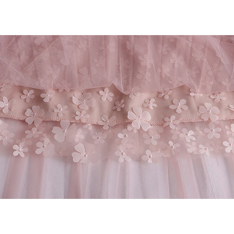 

TIGENA Beautiful Long Pleated Tulle Skirt Women 2021 Summer Korean Cute Floral Mesh A Line High Waist Skirt Female Pink Blue