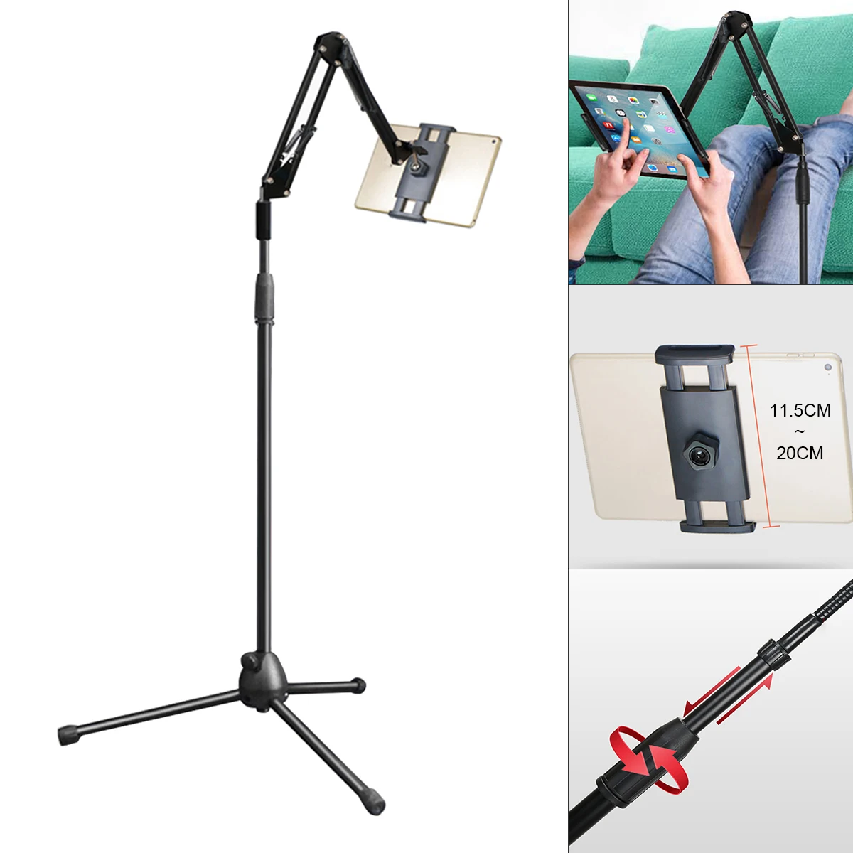 

Telescopic Tripod with Flexible Long Arm Mobile Phone Tablet Stand Bracket Holder Clip Clamp Lazy Bed Desktop Clip Metal Bracket